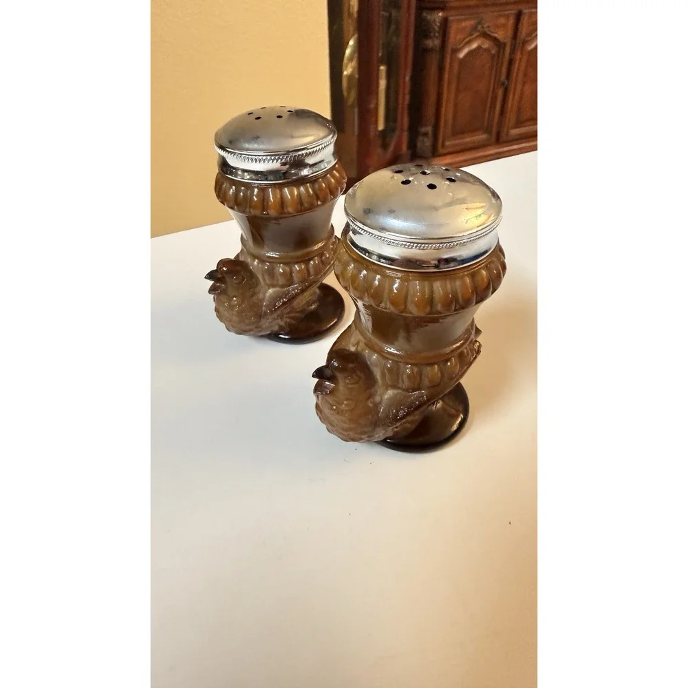 vintage Boyd‎ Glass chocolate swirl slag glass salt and pepper shakers